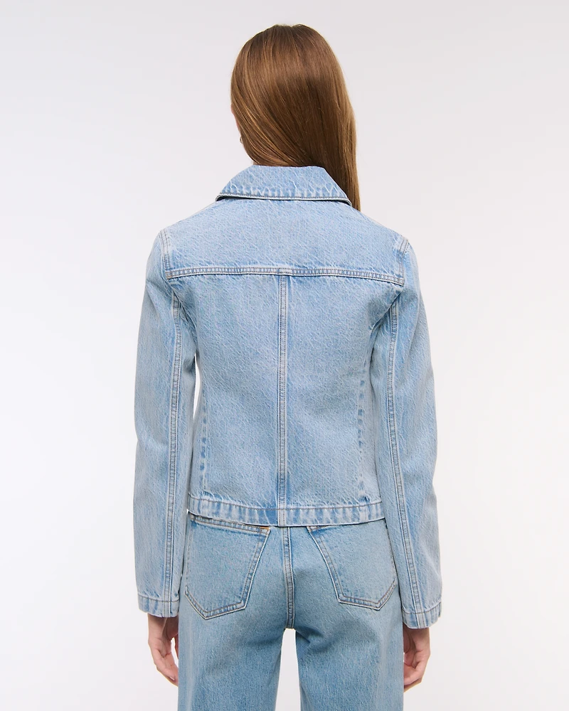 Slim Double-Zip Denim Jacket