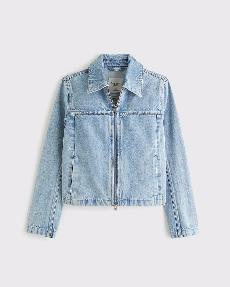 Slim Double-Zip Denim Jacket