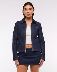 Slim Double-Zip Denim Jacket