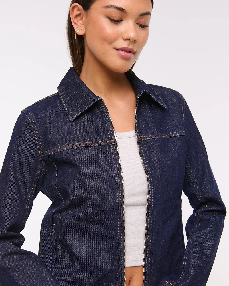 Slim Double-Zip Denim Jacket
