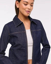 Slim Double-Zip Denim Jacket
