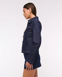 Slim Double-Zip Denim Jacket