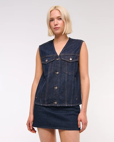 V-Neck Denim Vest