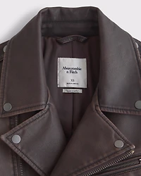 Distressed Vegan Leather Biker Jacket