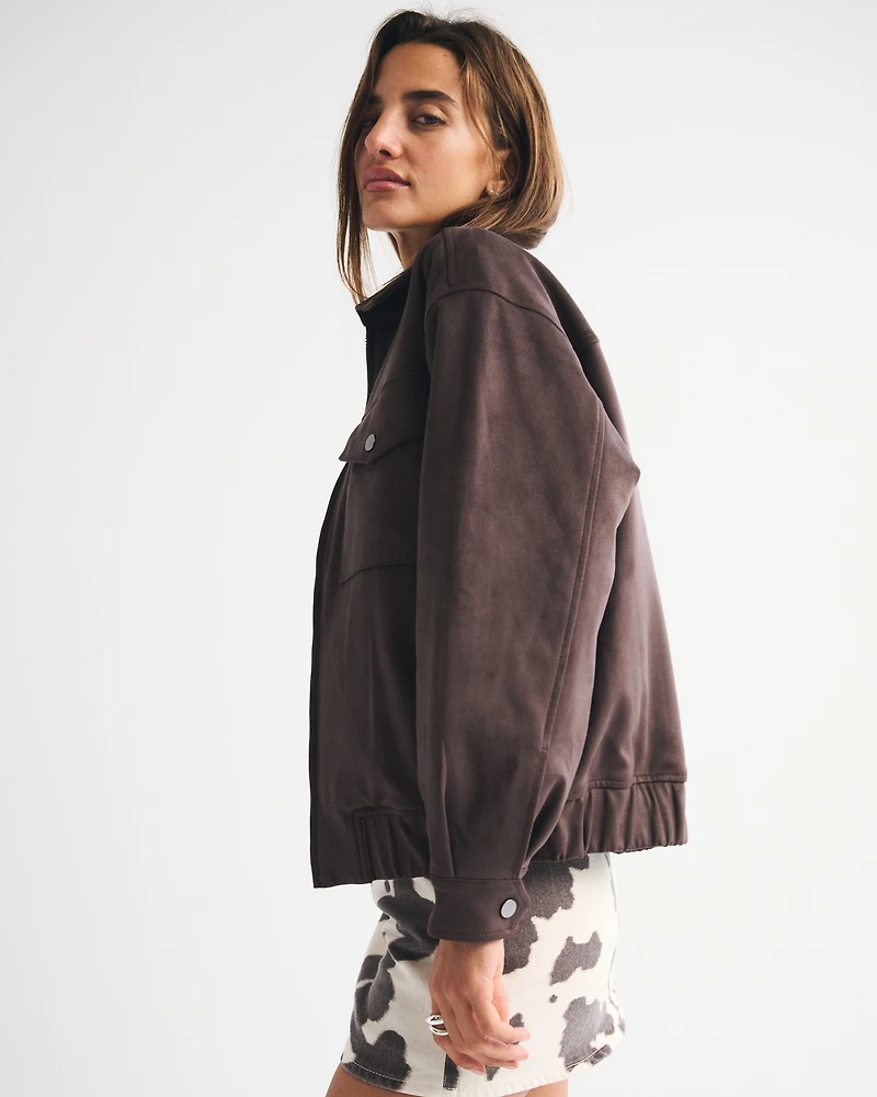 Vegan Suede Bomber Jacket
