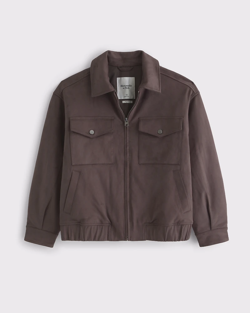 Vegan Suede Bomber Jacket