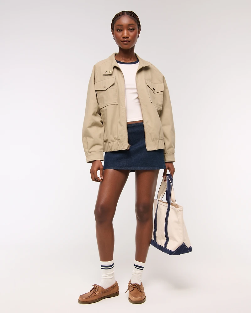 Relaxed Twill Bomber Jacket