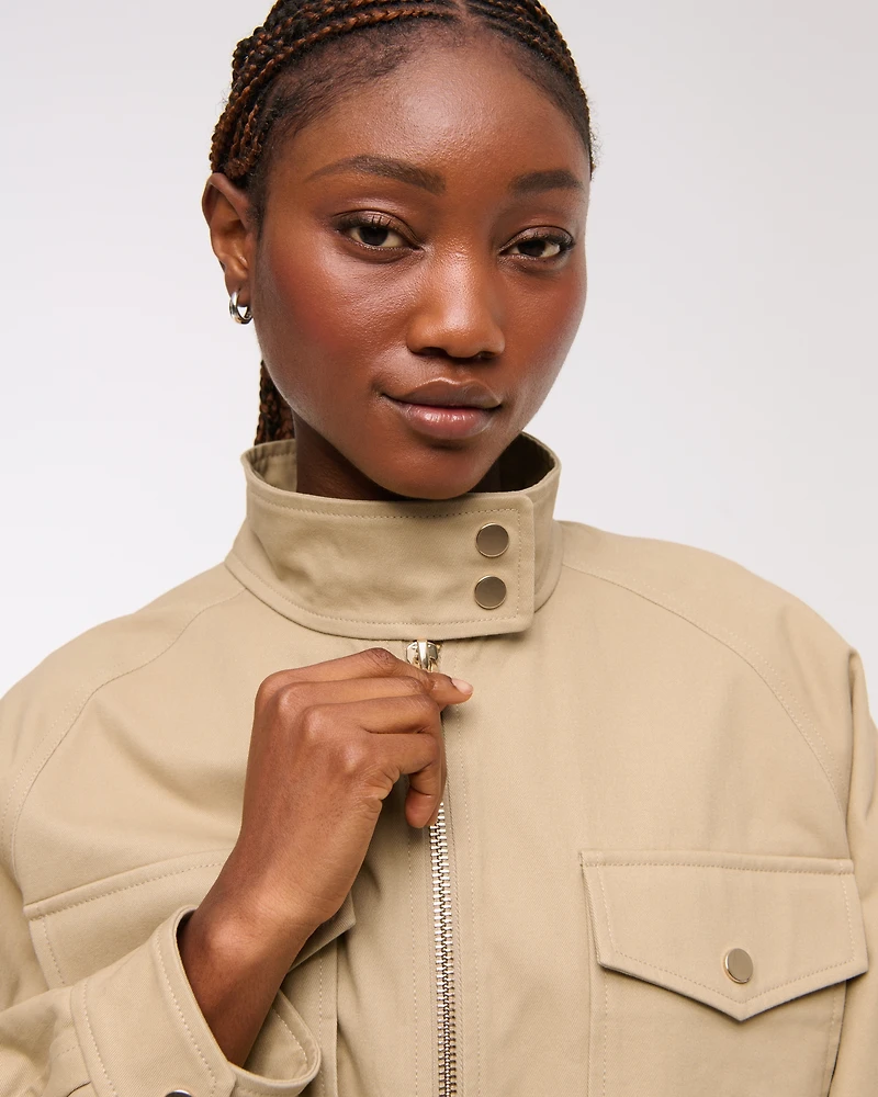 Relaxed Twill Bomber Jacket