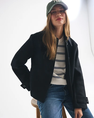 Short Wool-Blend Coat