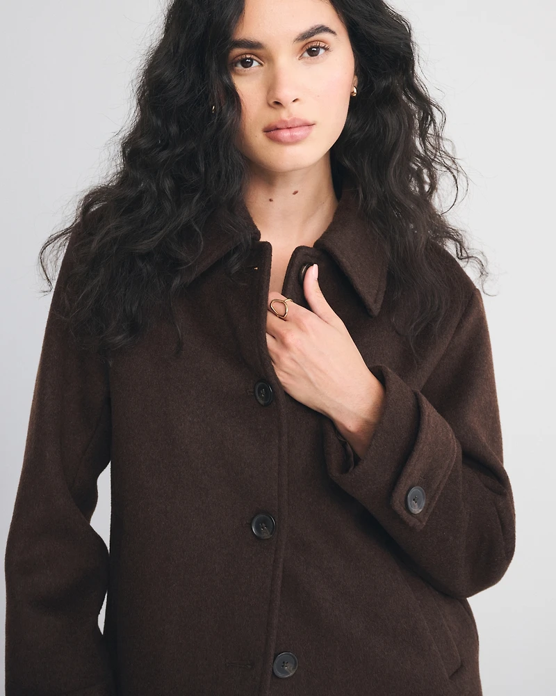 Short Wool-Blend Coat