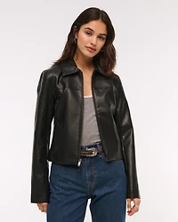 Slim Zip Vegan Leather Jacket