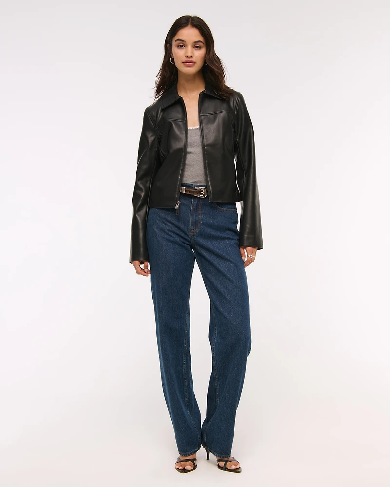 Slim Zip Vegan Suede Jacket
