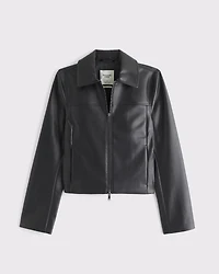 Slim Zip Vegan Leather Jacket