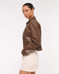 Slim Zip Vegan Leather Jacket