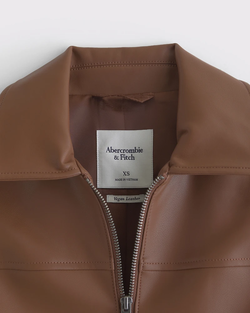 Slim Zip Vegan Leather Jacket