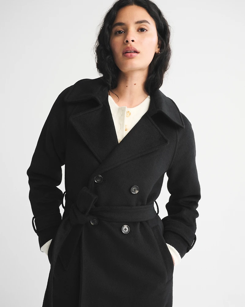 A&F Carrie Wool-Blend Trench Coat