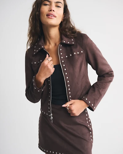 Slim Zip Vegan Leather Jacket