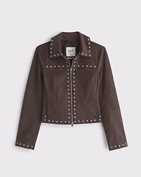Slim Zip Vegan Leather Jacket