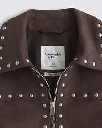 Slim Zip Vegan Leather Jacket