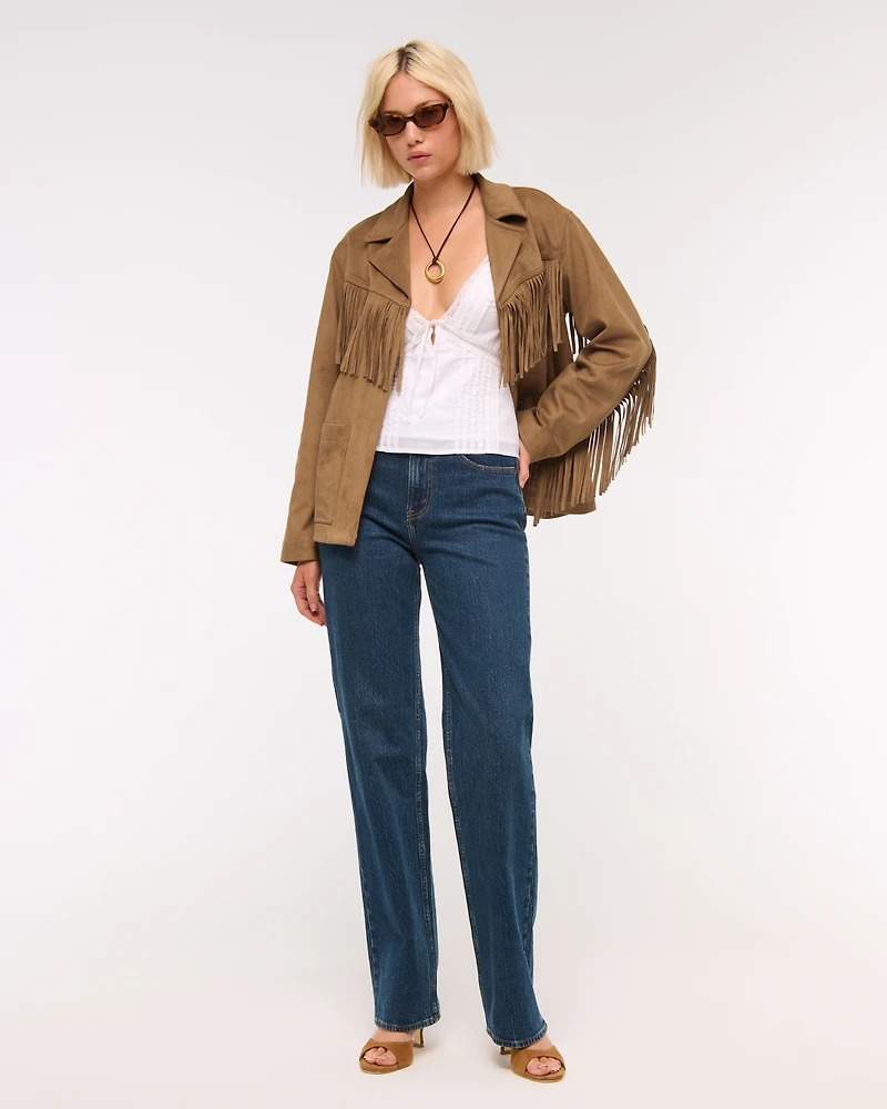 Vegan Suede Fringe Jacket