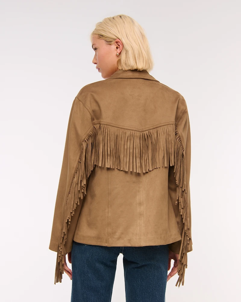 Vegan Suede Fringe Jacket