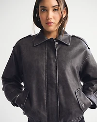 Vegan Leather Bomber Jacket