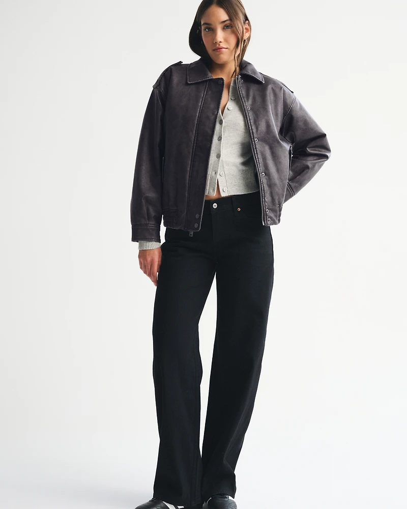 Vegan Leather Bomber Jacket