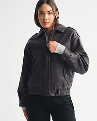 Vegan Leather Bomber Jacket