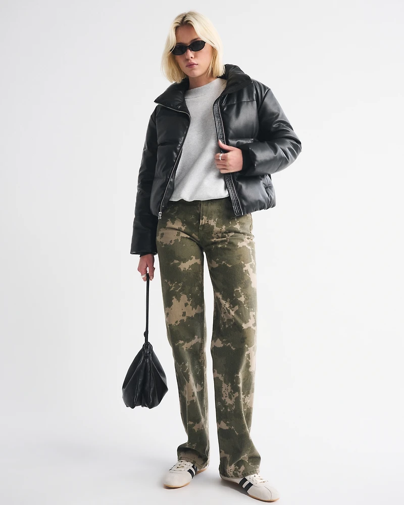 Vegan Leather Short Puffer