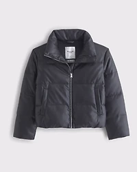 Vegan Leather Short Puffer
