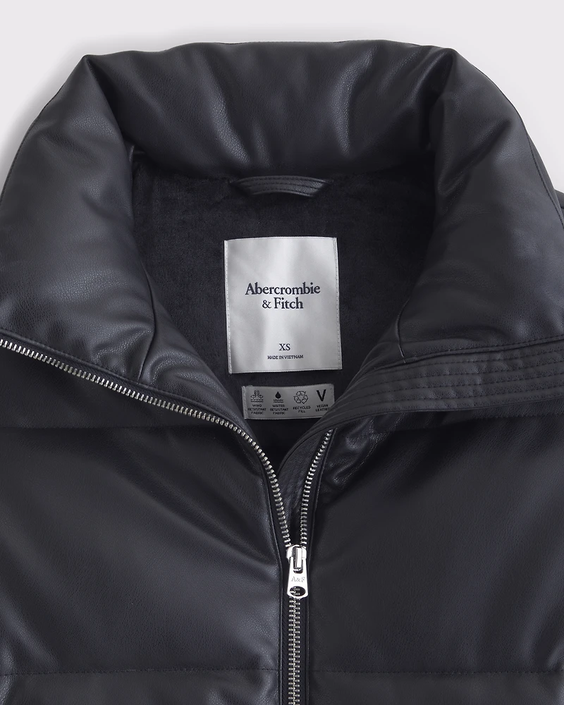 Vegan Leather Short Puffer