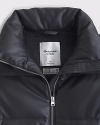 Vegan Leather Short Puffer