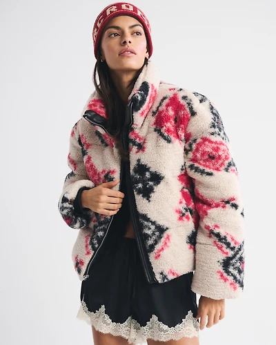 Vegan Leather Short Puffer