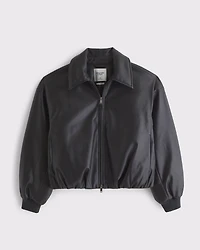 Vegan Leather Bubble Hem Coat