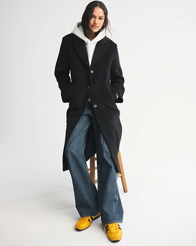 Wool-Blend Tailored Topcoat