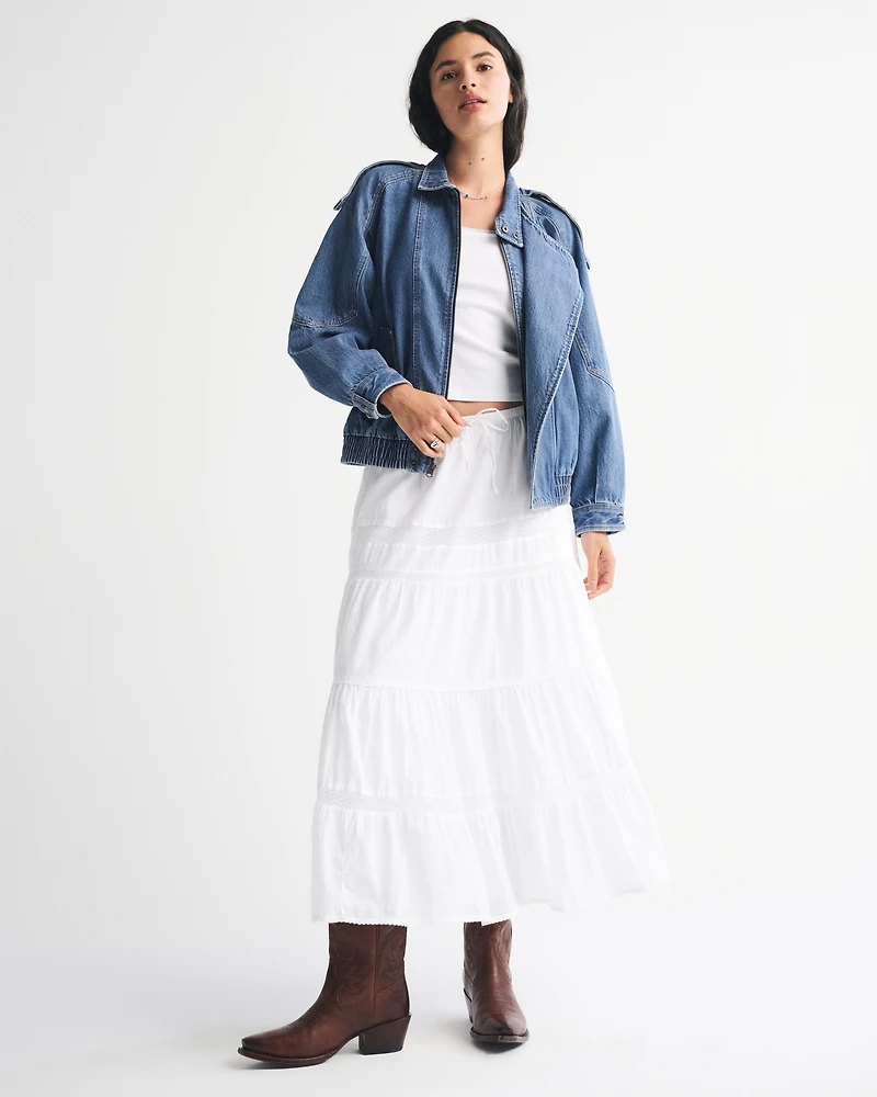 Relaxed Mockneck Vegan Leather Bomber Jacket
