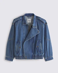 Relaxed Mockneck Vegan Leather Bomber Jacket