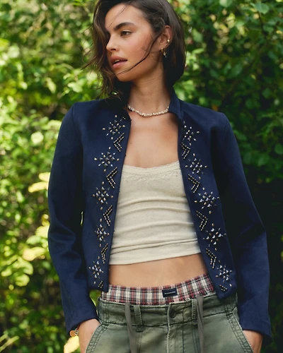 Vegan Suede Embellished Jacket