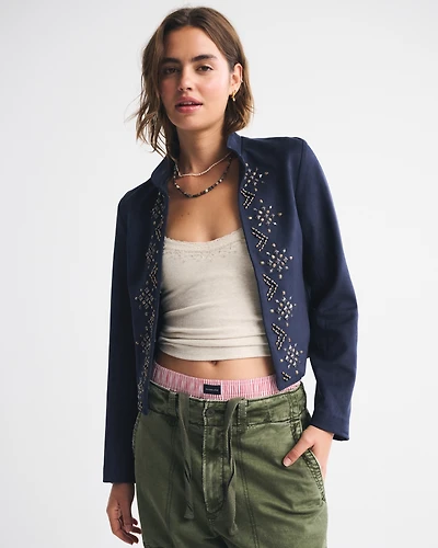 Vegan Suede Embellished Jacket
