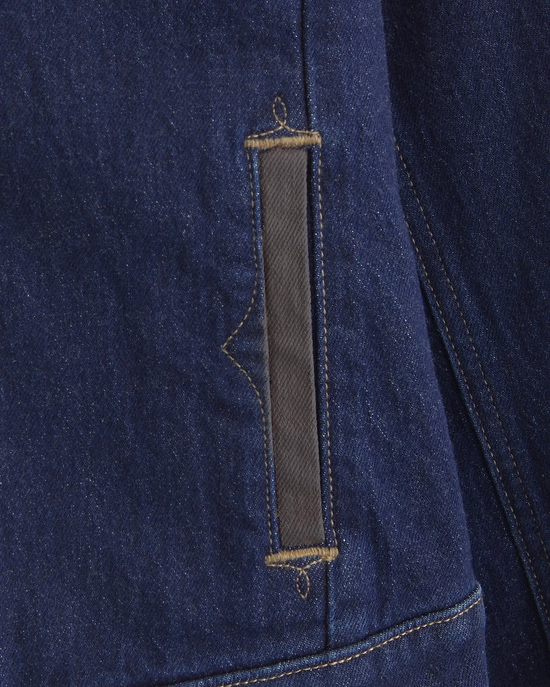 Embroidered Denim Zip-Up Jacket