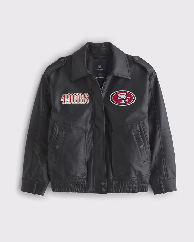 San Francisco 49ers Vegan Leather Bomber Jacket