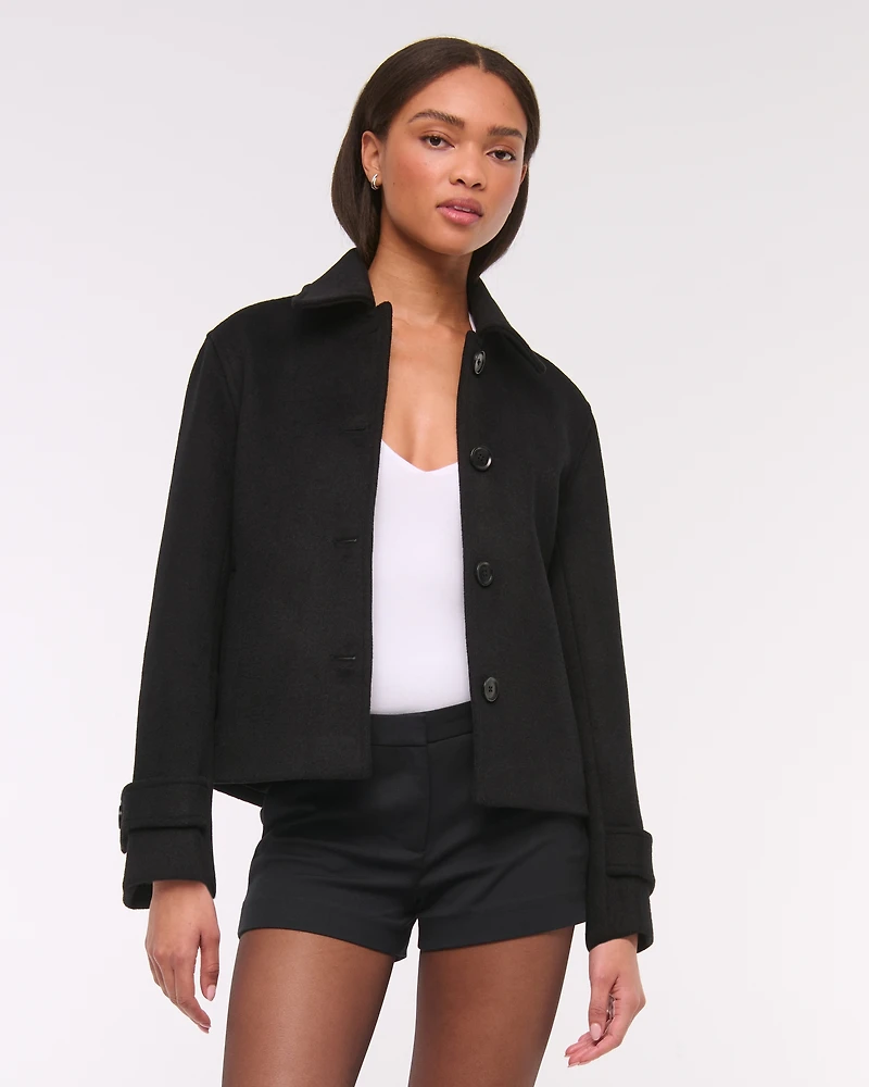 Short Wool-Blend Coat