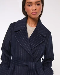 Removable Scarf Long Wool-Blend Coat