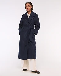 Removable Scarf Long Wool-Blend Coat