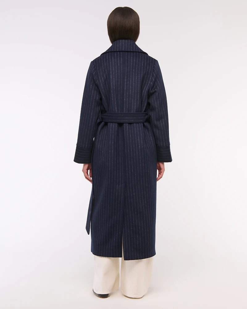 Removable Scarf Long Wool-Blend Coat