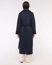 Removable Scarf Long Wool-Blend Coat