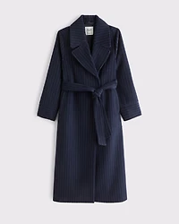 Removable Scarf Long Wool-Blend Coat