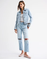 Slim Lace-Up Denim Trucker Jacket