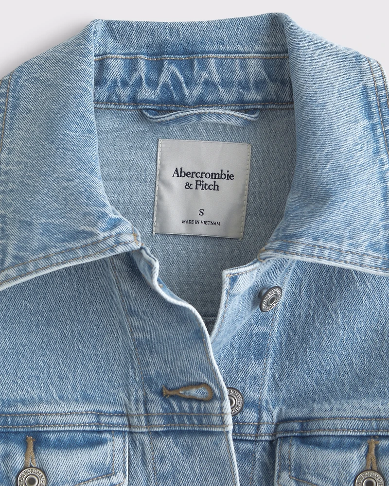 Slim Lace-Up Denim Trucker Jacket