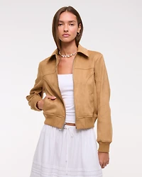 Slim Vegan Suede Bomber Jacket